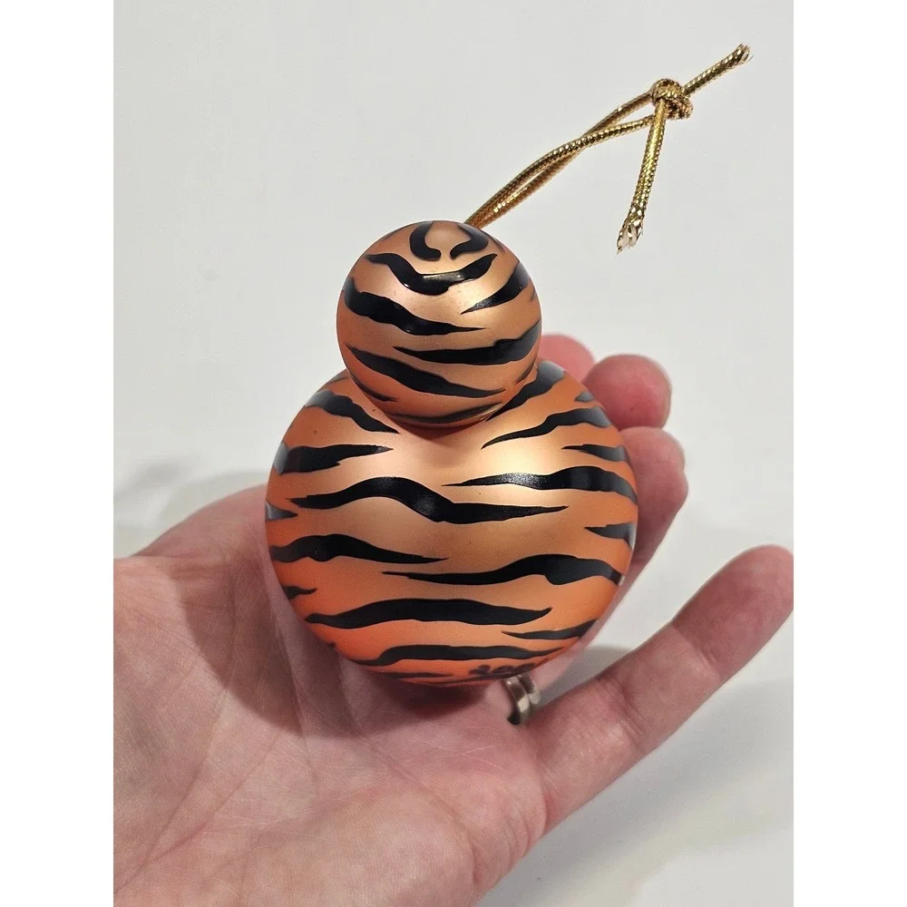 Disney Mickey Mouse Head Tiger Stripe Glass Ornament Animal Kingdom Poland HTF